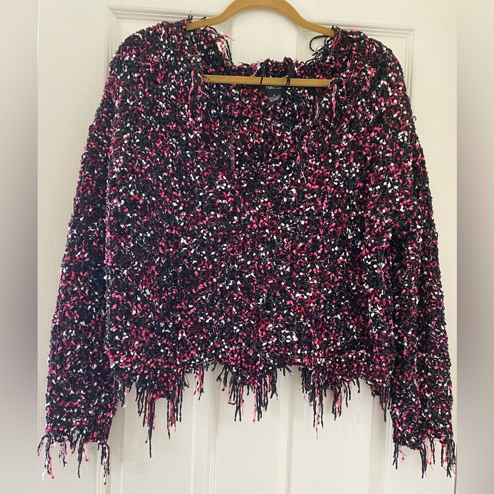 Rue21 Black and Pink Fringe Sweater